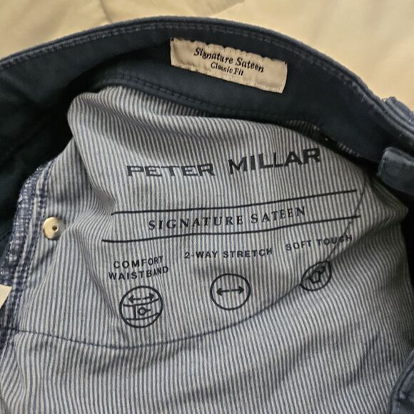 Peter Millar Pants Mens 33 Navy Signature Sateen Five Pocket Classic Fit Stretch - Picture 4 of 11